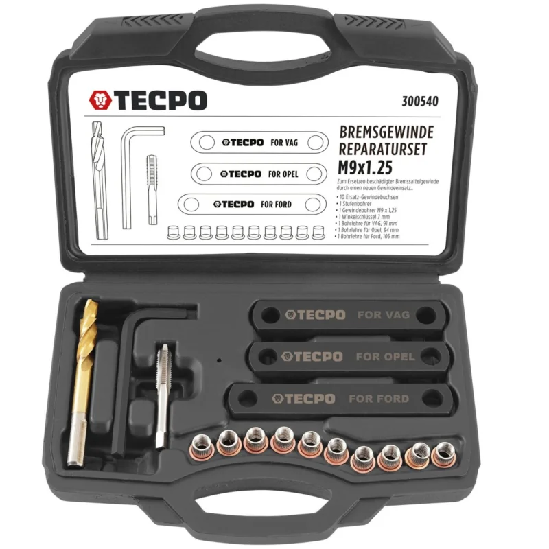 Zertifiziert TECPO Bremsgewinde Reparatur-Satz M9x1.25 Bremssattel Werkzeug Set