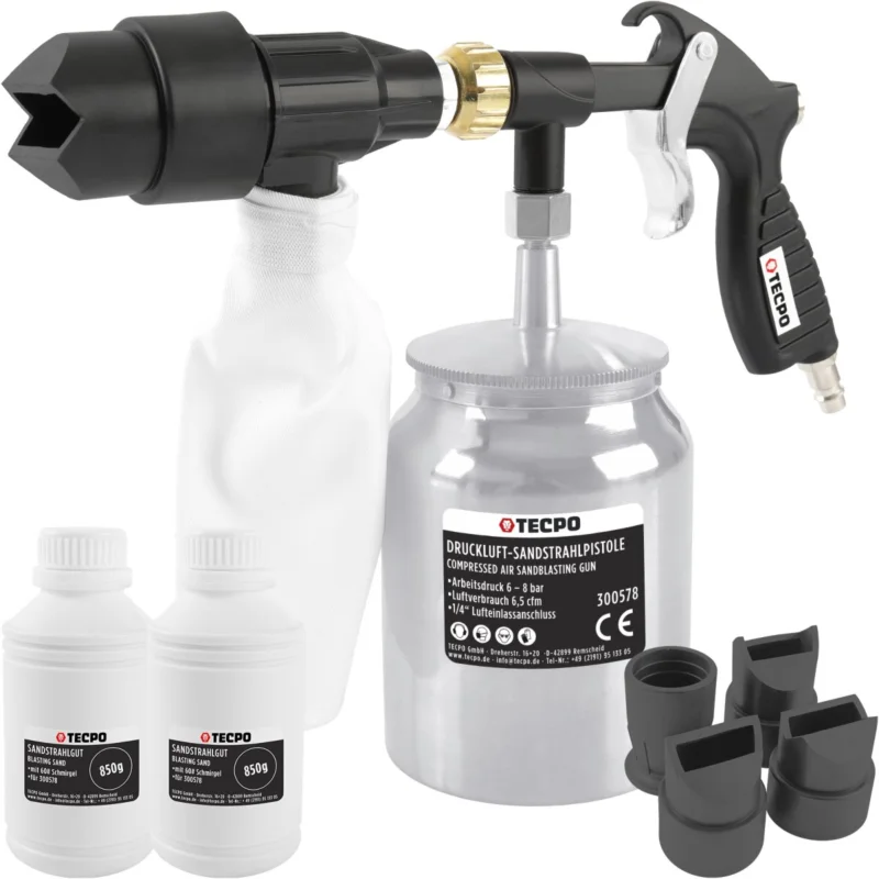Zertifiziert TECPO Druckluft-Sandstrahlpistole inkl. Zubehör