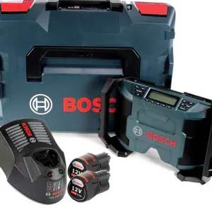 Zertifiziert Bosch GPB 12V-10 Akku Baustellenradio 12V + 2x Akku 3,0Ah + Ladegerät + L-Boxx