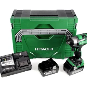 Zertifiziert Hitachi WR 18 DBDL2 Brushless Li-Ion Akku Schlagschrauber 18 V im Hitachi Sytem Case mit 2x 6,0 Ah Akku und Ladegerät