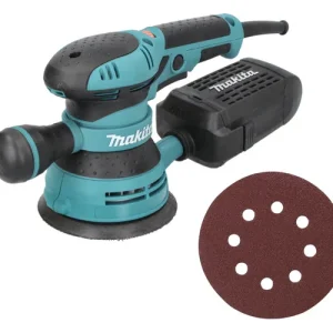 Zertifiziert Makita BO 5041 Exzenterschleifer / Schleifmaschine 300 W 125 mm + 10x Schleifpapier 125 mm Körnung 80