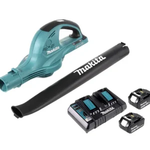 Zertifiziert Makita DUB 361 2x 18 V / 36 V Akku Laubbläser Gebläse + 2x Makita BL 1860 6 Ah / 6000 mAh Akku + Makita DC 18 RD 2-fach Ladegerät