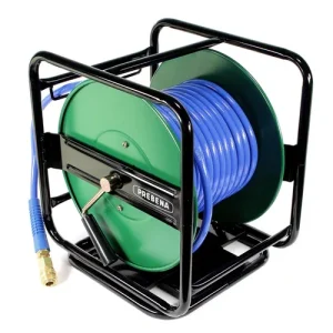 Zertifiziert Prebena Z180.00 Druckluft-Schlauchtrommel - 30 Meter Polyurethanschlauch, bis 13 Bar -mit drehbarer Kupplung und Stecknippel