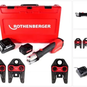 Günstig Rothenberger ROMAX 4000 Basic Set CAS Akku Pressmaschine 18 V 34 kN + 1x Akku 4,0 Ah + Ladegerät + 3x Pressbacken TH + Koffer ( 1000001925 )