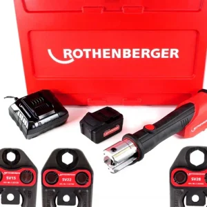 Rothenberger ROMAX 4000 Basic Set CAS Akku Pressmaschine 18 V 34 kN + 1x Akku 4,0 Ah + Ladegerät + 3x Pressbacken SV + Koffer ( 1000001924 ) Rabatt