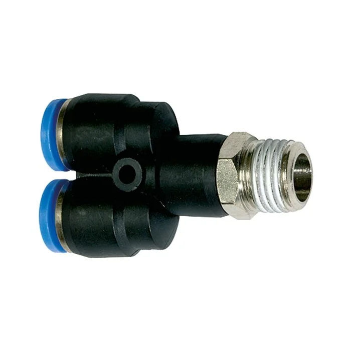 Zertifiziert RIEGLER Y-Steckverschraubung »Blaue Serie«, drehbar, R 1/4 außen, Ø 6 mm