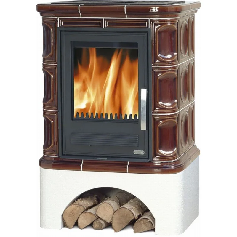 Zertifiziert ABX REGINA L, Kachelofen mit Gusseisen Einsatz, braun 4633-7LH