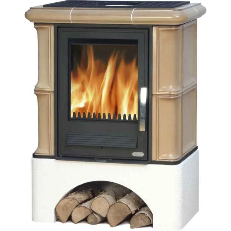 Zertifiziert ABX BAVARIA L Kachelofen mit Wärmetauscher 4,2kW,Gusseisen Einsatz,Flachsockel, grün