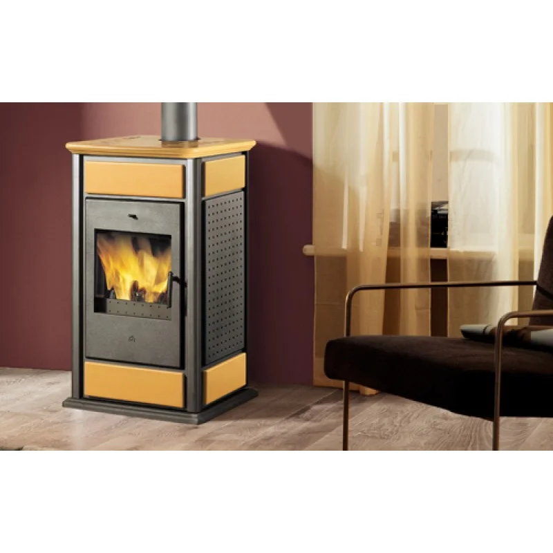 Zertifiziert EDILKAMIN WARM/cz Holz-Kaminofen, Basis version, ambra 624720 mit Kühlschleife