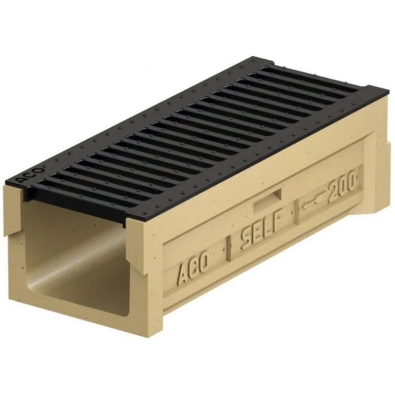 Zertifiziert ACO Self 200 Entwässerungsrinne 0,5 m, H=15 cm, ohne Rost 03806